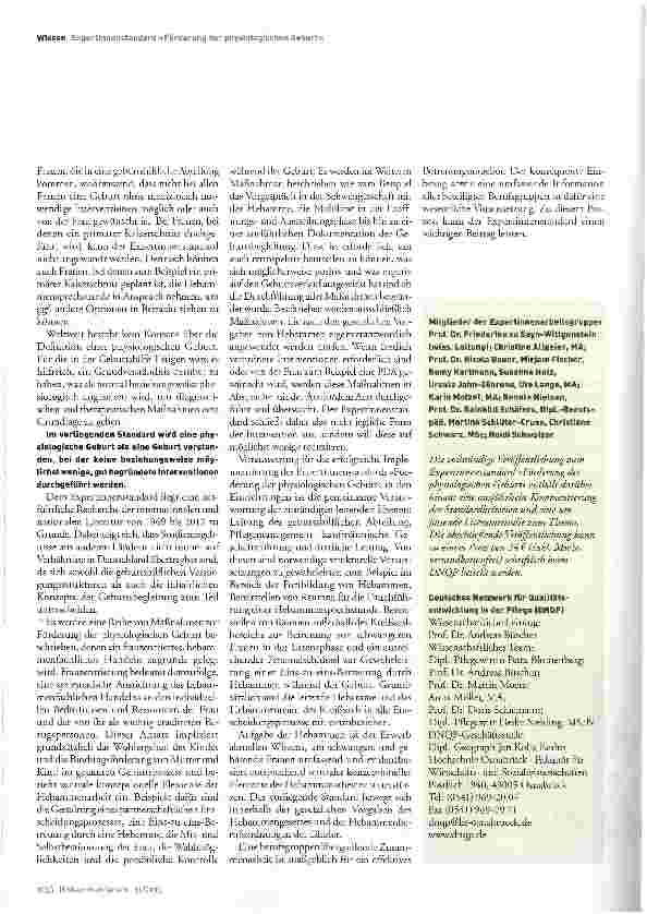 Vorschauseite 2: Expertinnenstandard »Förderung der physiologischen Geburt«