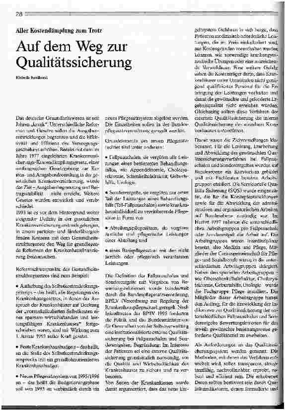 Vorschauseite 1: Auf dem Weg zur Qualitätssicherung