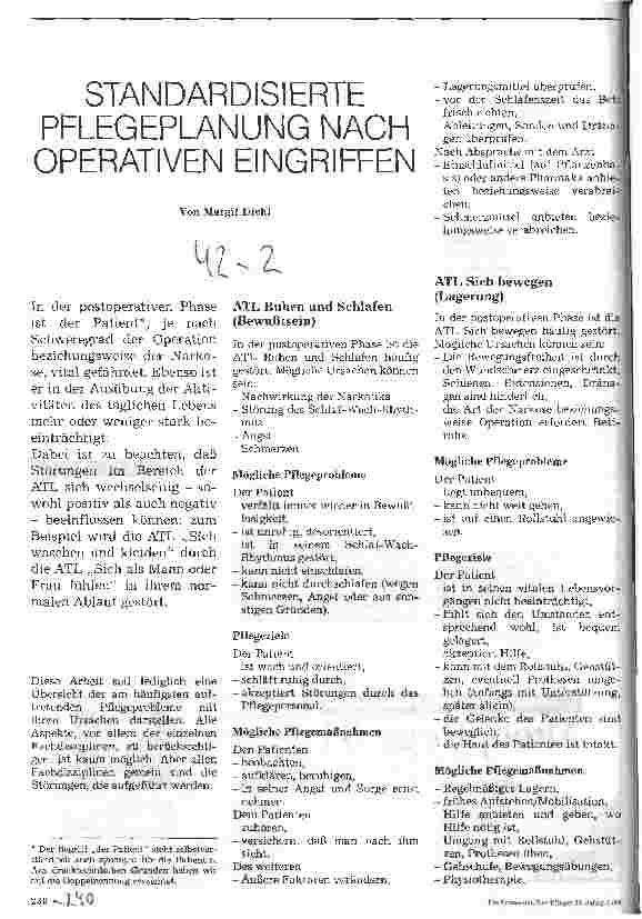 Vorschauseite 1: Standardisierte Pflegeplanung nach operativen Eingriffen