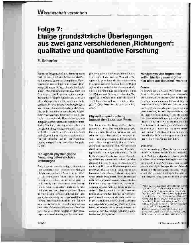 Vorschauseite 1: Folge 7: Einige grundsätzliche Überlegungen aus zwei ganz verschiedenen Richtungen: qualitative und quantitative Forschung