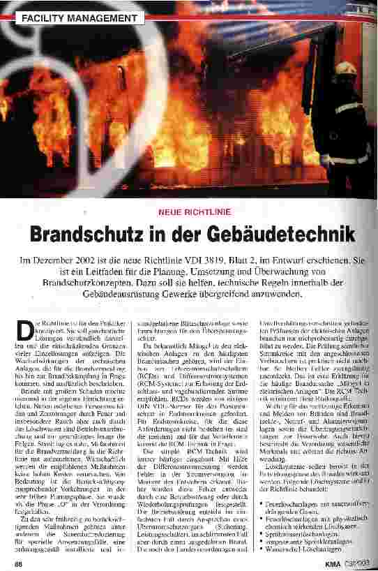 Vorschauseite 1: Brandschutz in der Gebäudetechnik Neue Richtlinie