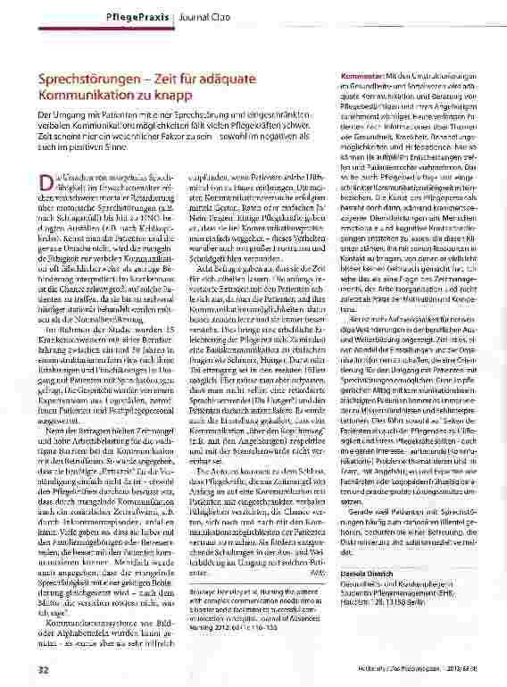 Vorschauseite 1: Sprechstörungen - Zeit für adäquate Kommunikation zu knapp