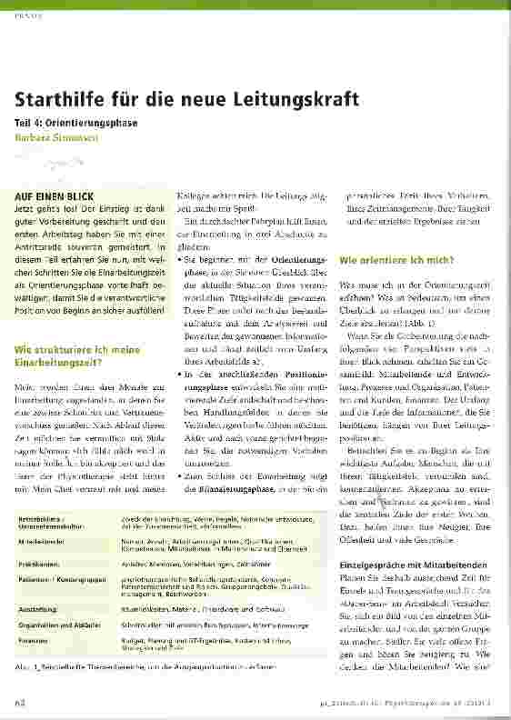 Vorschauseite 1: Starthilfe für die neue Leitungskraft Teil 4: Orientierungsphase