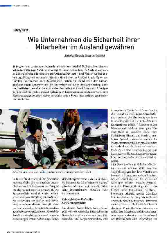 Vorschauseite 1: Wie Unternehmen die Sicherheit ihrer Mitarbeiter im Ausland gewähren