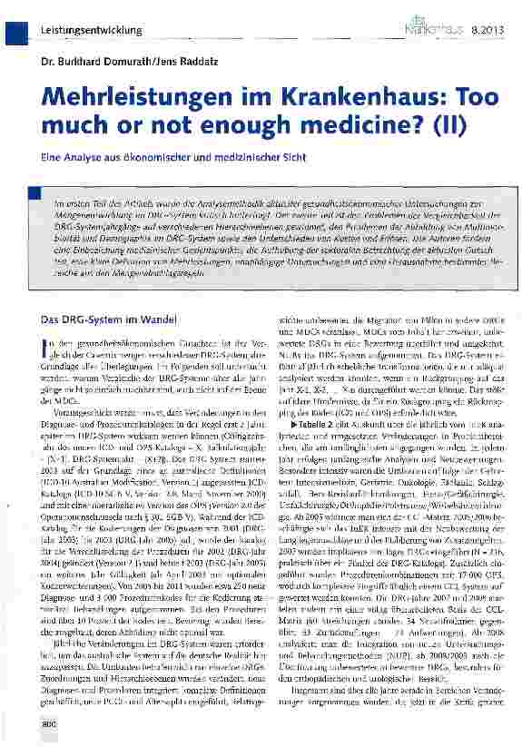 Vorschauseite 1: Mehrleistungen im Krankenhaus: Too much or not enough medicine? (II)