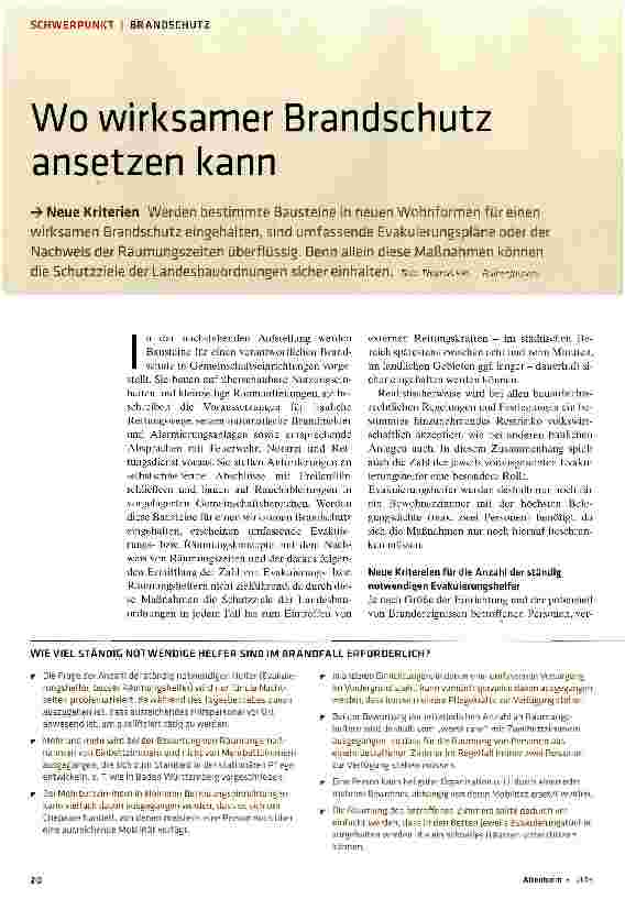 Vorschauseite 1: Wo wirksamer Brandschutz ansetzen kann