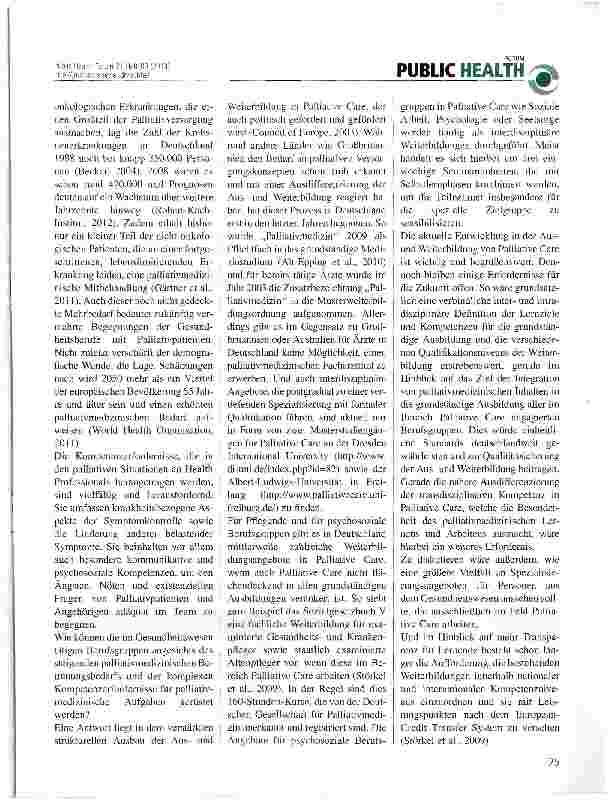 Vorschauseite 2: Gesundheitsberufe für die letzte Lebensphase in Deutschland: aktuelle Qualifikationen und zukünftige Erfordernisse