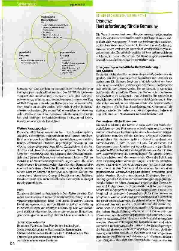 Vorschauseite 1: Demenz: Herausforderung für die Kommune