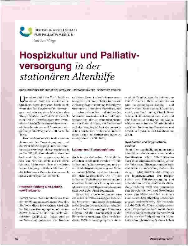 Vorschauseite 1: Hospizkultur und Palliativversorgung in der stationären Altenhilfe
