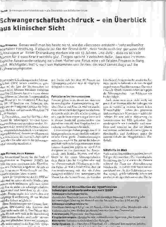 Vorschauseite 1: Schwangerschaftshochdruck - ein Überblick aus klinischer Sicht