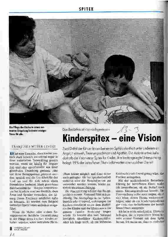 Vorschauseite 1: Kinderspitex - eine Vision Das Bedürfnis ist klar nachgewiesen Umfrageergebnis