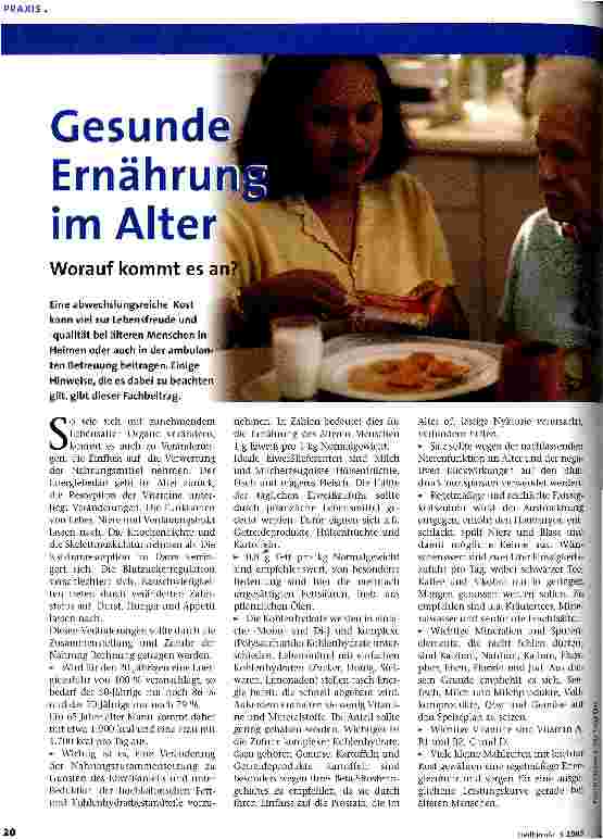 Vorschauseite 1: Gesunde Ernährung im Alter Worauf kommt es an?