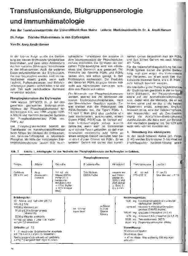Vorschauseite 1: Transfusionskunde, Blutgruppenserologie und Immunhämatologie 24.Folge: Erbliche Blutmerkmale in den Erythrozyten