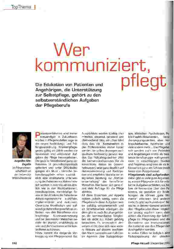 Vorschauseite 1: Wer kommuniziert, pflegt
