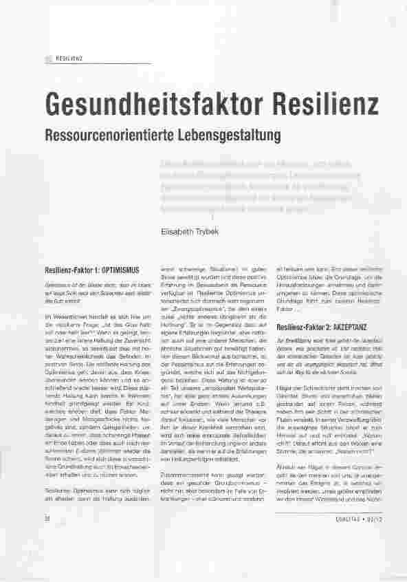 Vorschauseite 1: Gesundheitsfaktor Resilienz