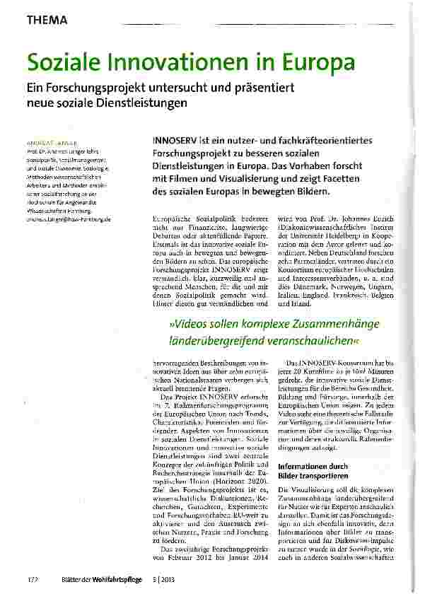Vorschauseite 1: Soziale Innovationen in Europa