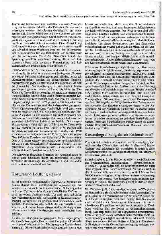 Vorschauseite 4: Die Krankenhäuser in Spannungsfeld zwischen Finanzierung und Leistungsanspruch aus ärztlicher Sicht