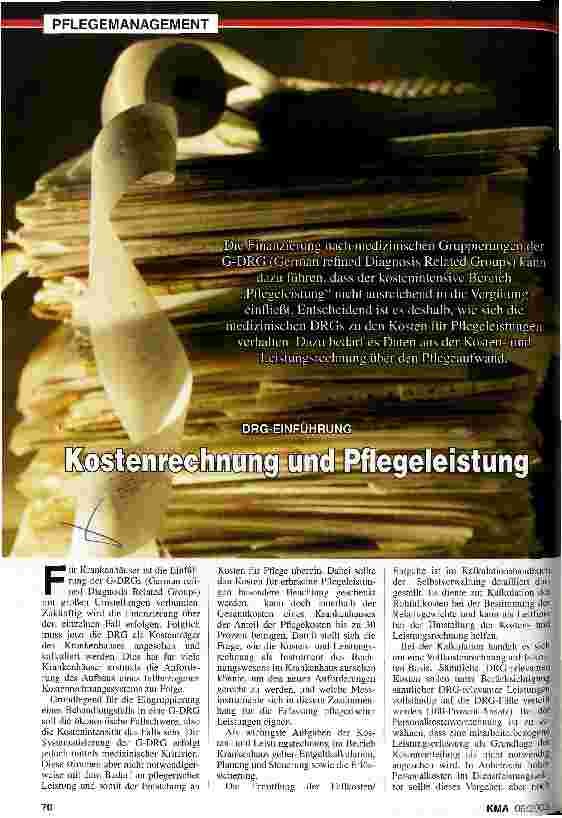 Vorschauseite 1: DRG-Einführung: Kostenrechnung und Pflegeleistung