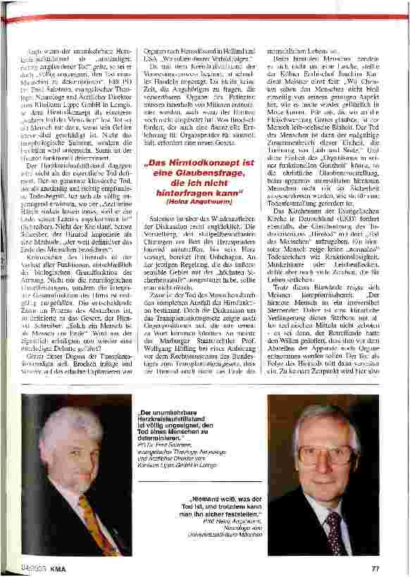 Vorschauseite 2: Transplantationsmedizin: Zeitlupe des Sterbens
