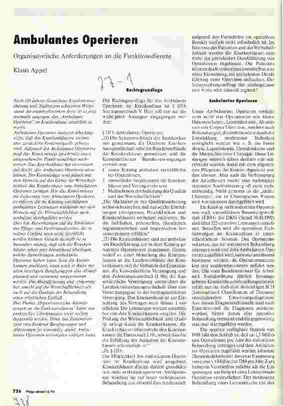 Vorschauseite 1: Ambulantes Operieren Organisatorische Anforderungen an die Funktionsdienste