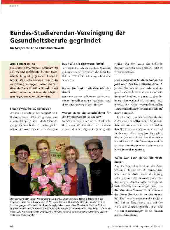 Vorschauseite 1: Bundes-Studierenden-Vereinigung der Gesundheitsberufe gegründet