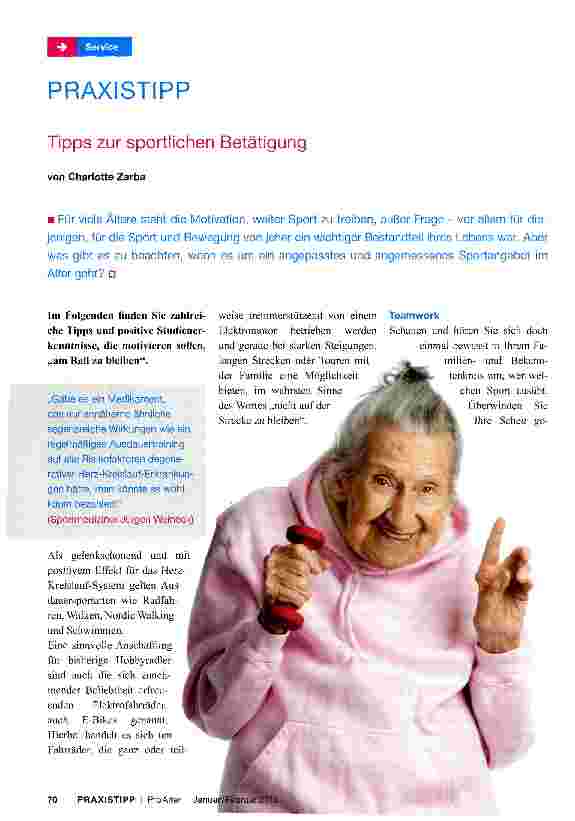 Vorschauseite 1: Tipps zur sportlichen Betätigung