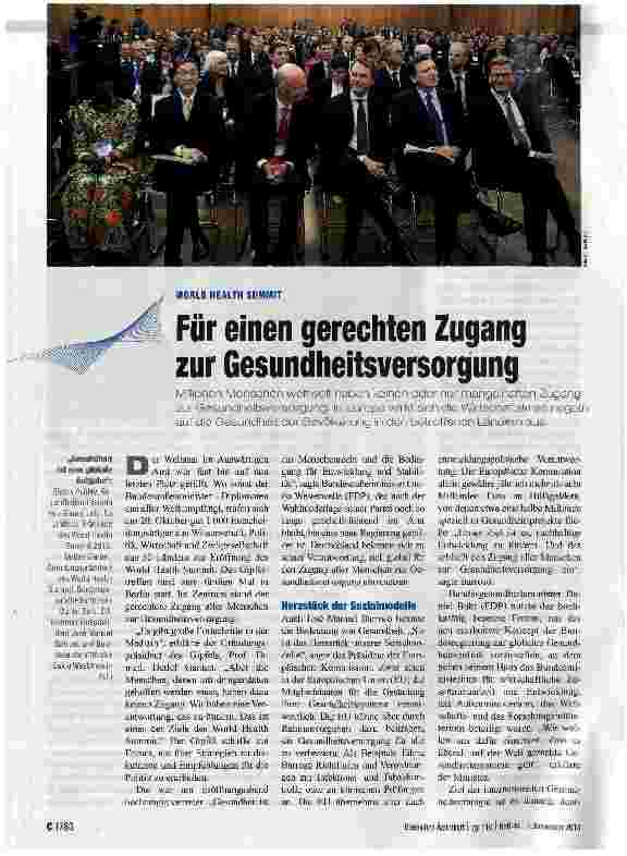 Vorschauseite 1: Für einen gerechten Zugang zur Gesundheitsversorgung