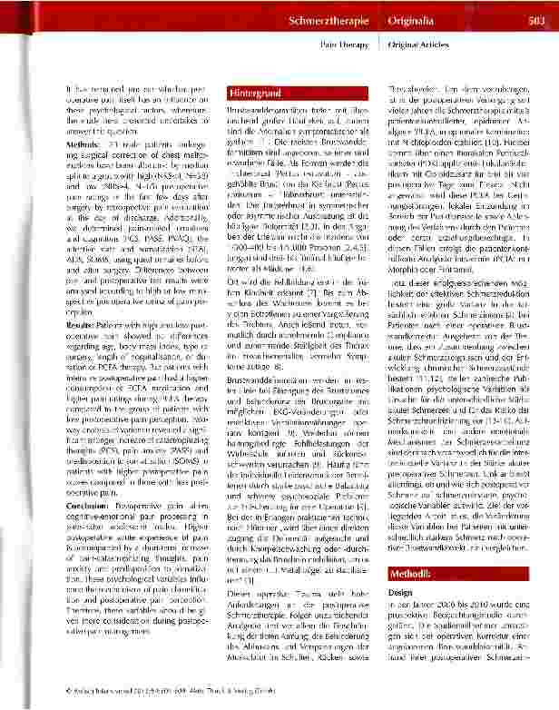 Vorschauseite 2: Wie verändern sich psychologische Variablen der Schmerzverarbeitung nach einer Operation?