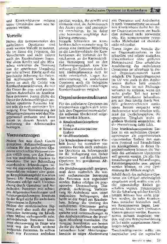 Vorschauseite 2: Ambulantes Operieren im Krankenhaus Personelle, organisatorische und investive Voraussetzungen