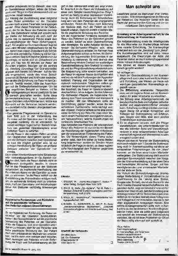 Vorschauseite 2: Die Rasur im Operationsbereich Hygienische Forderung und Konflikte