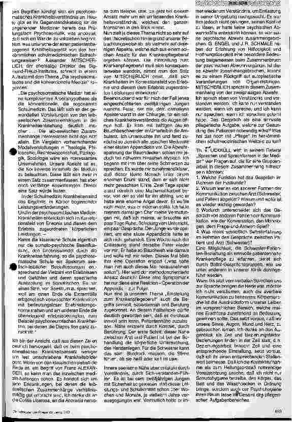 Vorschauseite 2: Psychosomatische Krankenpflege. 1. Folge: Einstellung zum Krankenpflegeberuf aus Sicht der ärztlichen Psychotherapeuten