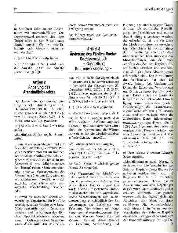 Vorschauseite 3: Gesetz zur Änderung des Apothekengesetzes