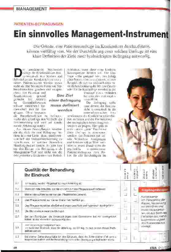 Vorschauseite 1: Patienten-Befragung: Ein sinnvolles Management-Instrument
