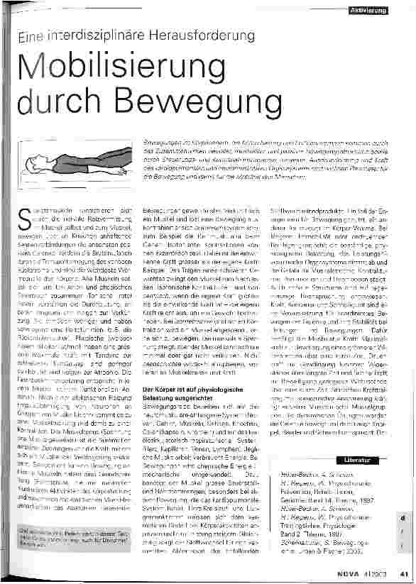 Vorschauseite 1: Mobilisierung durch Bewegung Eine interdisziplinäre Herausforderung