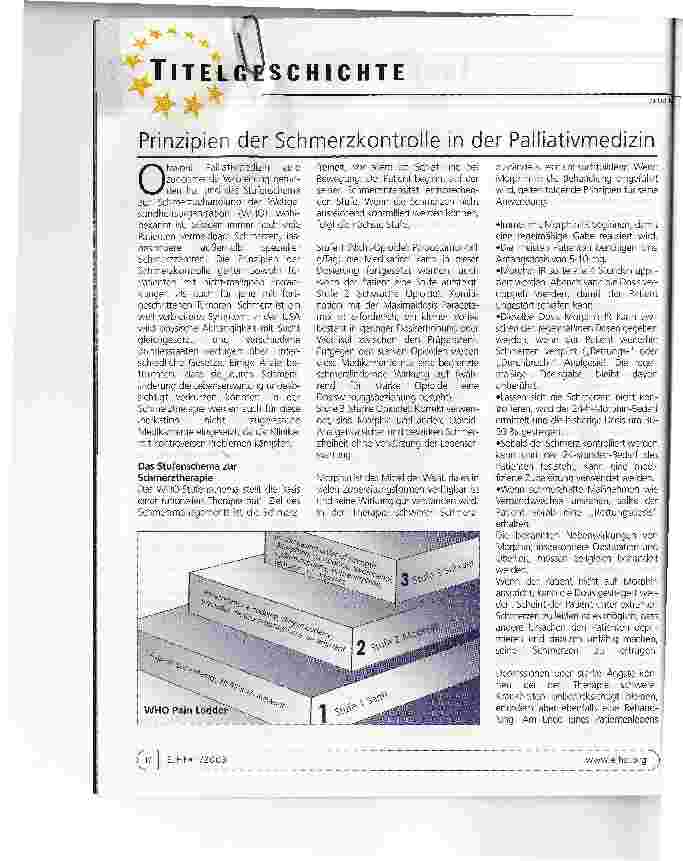 Vorschauseite 1: Prinzipien der Schmerzkontrolle in der Palliativmedizin