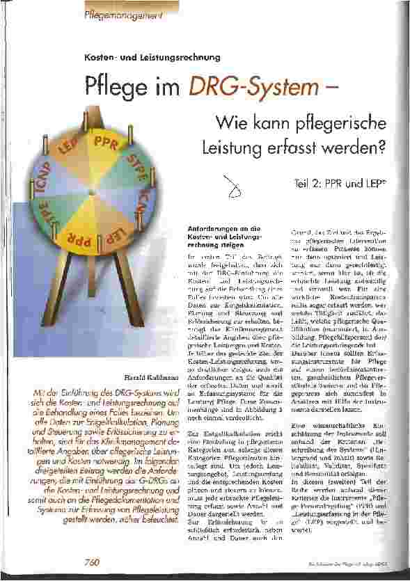 Vorschauseite 1: Pflege im DRG-System - Wie kann pflegerische Leistung erfasst werden? Teil 2: PPR und LEP