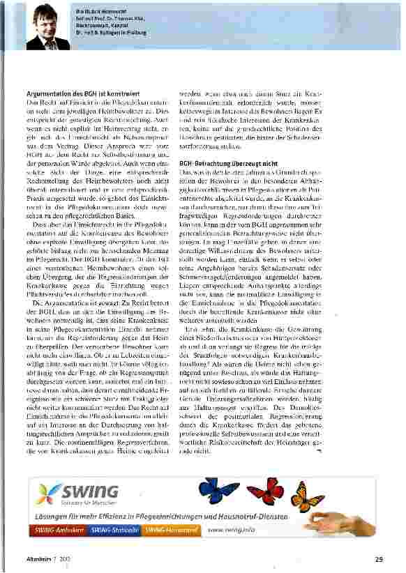 Vorschauseite 2: Krankenkassen haben Recht auf Einsicht in Pflegedokumentation