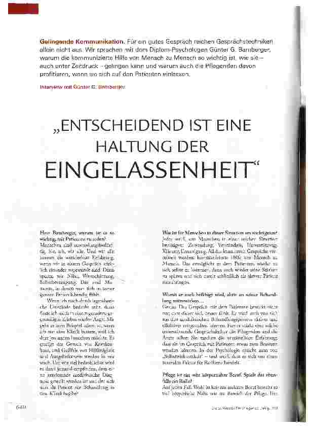 Vorschauseite 1: ENTSCHEIDEND IST EINE HALTUNG DER EINGELASSENHEIT