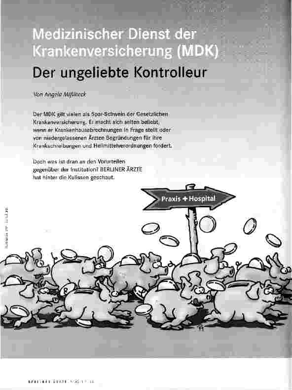 Vorschauseite 1: Medizinischer Dienst der Krankenversicherung (MDK) Der ungeliebte Kontrolleur