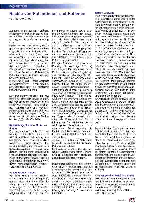 Vorschauseite 1: Rechte von Patientinnen und Patienten