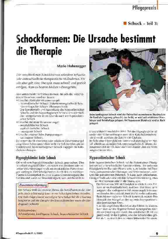 Vorschauseite 1: Schockformen: Die Ursachen bestimmt die Therapie Schock - Teil 3