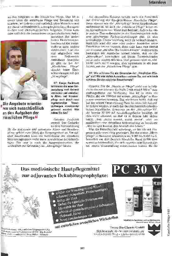 Vorschauseite 2: Warum Häusliche Pflege 93? Interview mit Klaus Geissler über die neue Kongreß-Messe