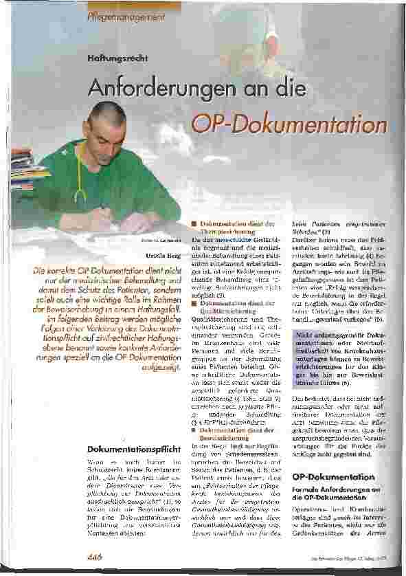 Vorschauseite 1: Anforderungen an die OP-Dokumentation