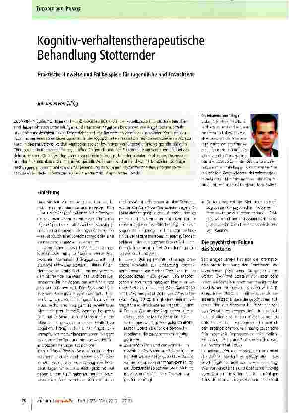 Vorschauseite 1: Kognitiv-verhaltenstherapeutische Behandlung Stotternder