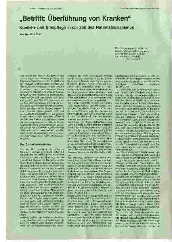 Vorschauseite 1: „Betrifft: Überführung von Kranken