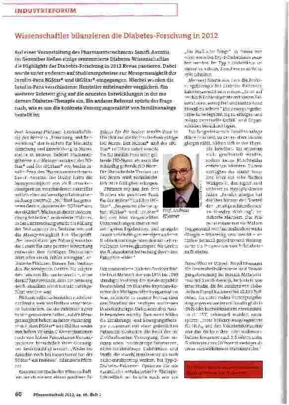 Vorschauseite 1: Wissenschaftler bilanzieren die Diabetes-Forschung in 2012
