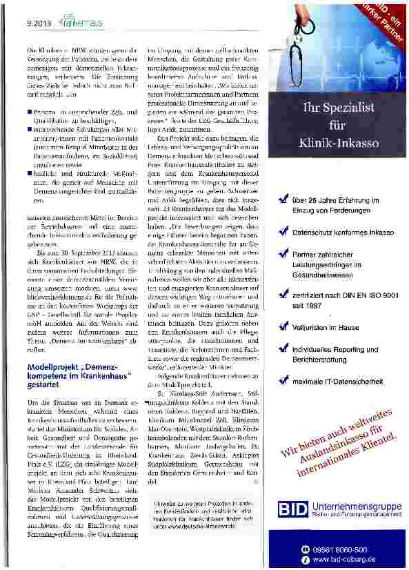 Vorschauseite 3: Förderprogramme und Modellprojekte Demenz