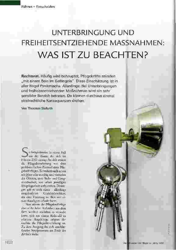 Vorschauseite 1: UNTERBRINGUNG UND FREIHEITSENTZIEHENDE MASSNAHMEN WAS IST ZU BEACHTEN?