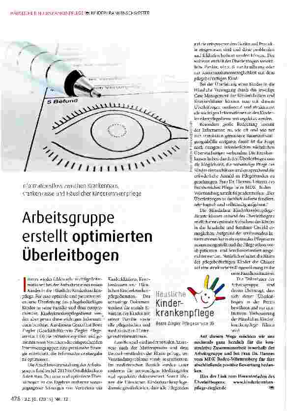 Vorschauseite 1: Arbeitsgruppe erstellt optimierten Überleitbogen