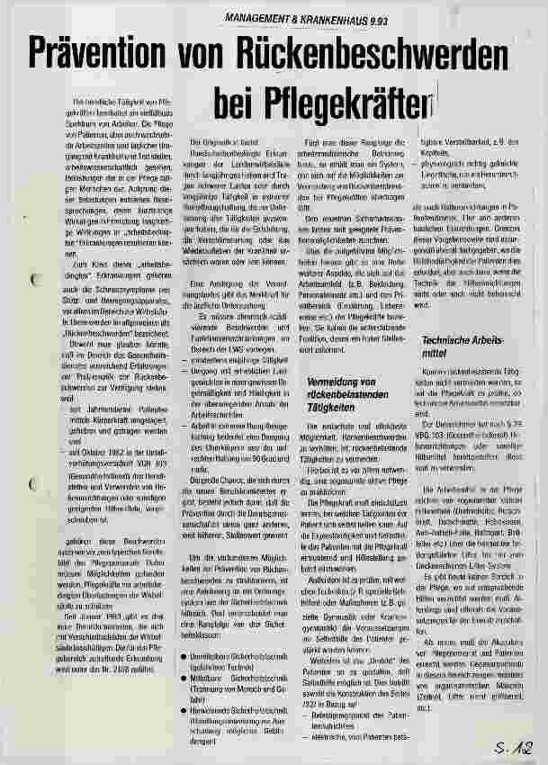 Vorschauseite 1: Prävention von Rückenbeschwerden bei Pflegekräften